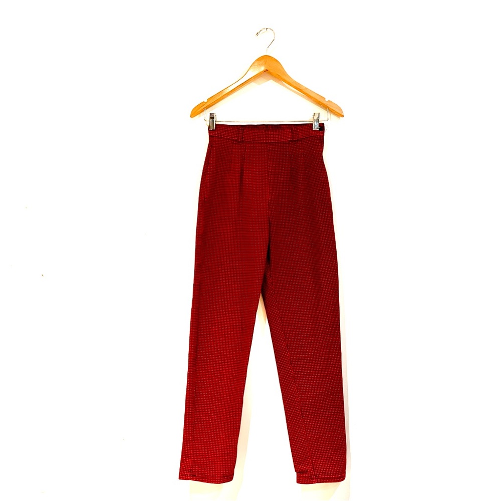 Vintage black and red carrot pants. Very high waisted pants with side zip.